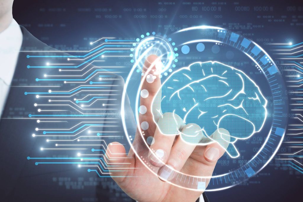 Representación de inteligencia artificial aplicada a los negocios, mostrando la interacción entre tecnología y estrategia en el marketing B2B.