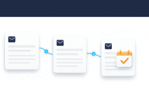 Ejemplos de correos en frío representados en una secuencia visual de emails que muestran cómo avanzar hacia reuniones efectivas en B2B.